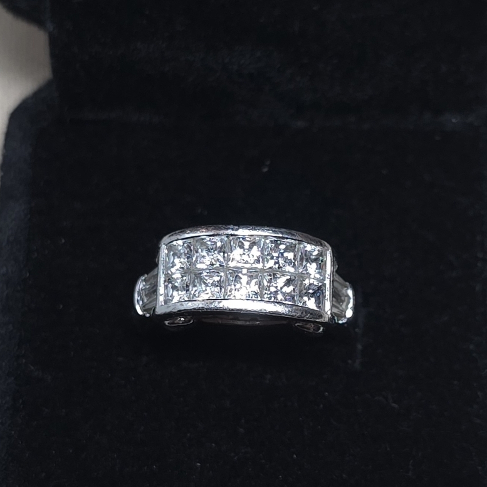 STERLING 925 CZ DIAMOND LADIES COCKTAIL  RING SIZE 6 - Picture 6 of 8